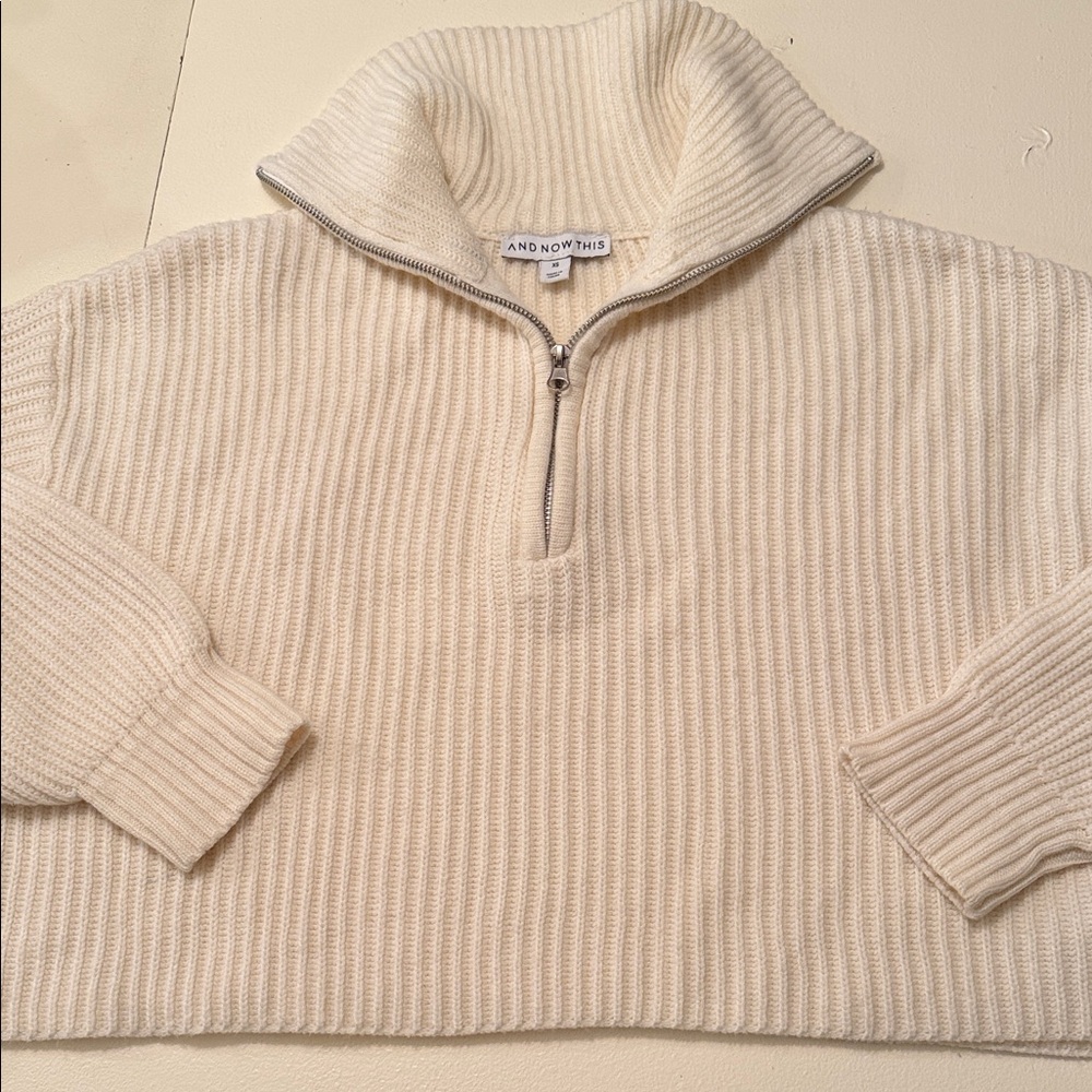 And Now This Cream preppy half quarter Zip Sweater